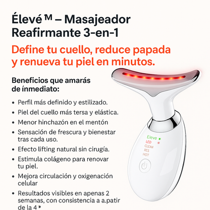 “Élevé™ – Masajeador Reafirmante 3-en-1 MASAJEADOR FACIAL REDUCTOR PAPADA