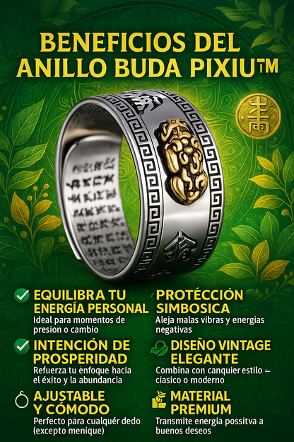 Anillo feng shui Pixiu™ de la Abundancia — Amuleto de Prosperidad y Protección- paga 1 lleva 2